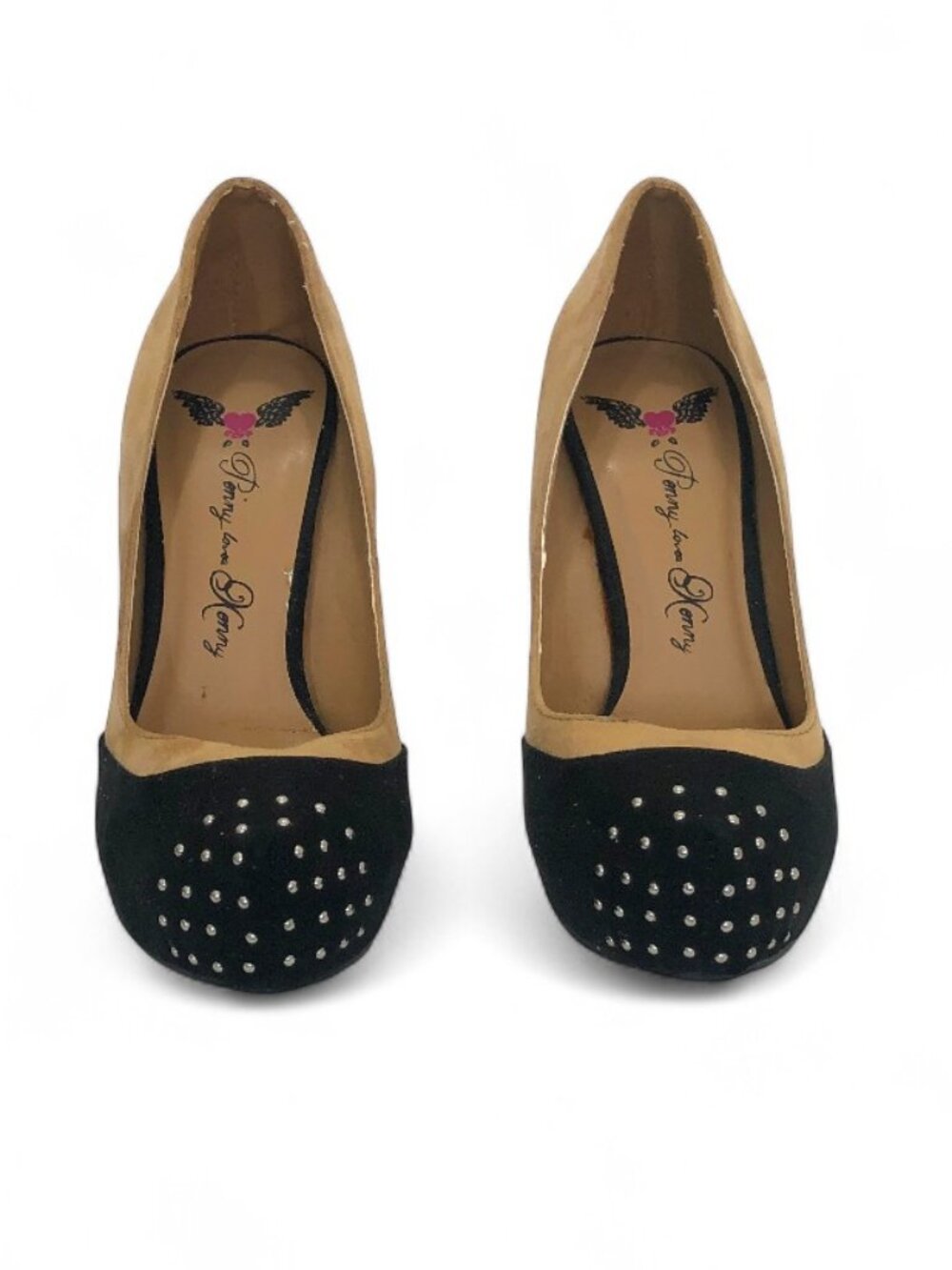 Penny Loves Kenny Women's Suede 5" Pumps Metallic Silver Studded Toe Size 7 New - Picture 3 of 16
